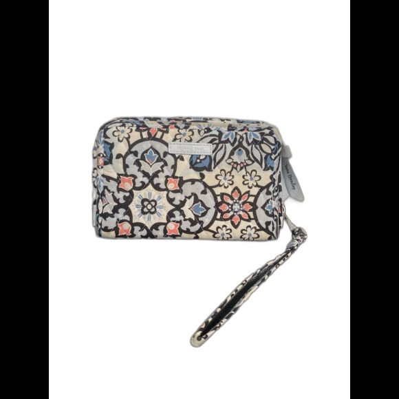 Multicolor Blue and Pink Floral White Background Vera Bradley Wristlet Wallet - Picture 1 of 5